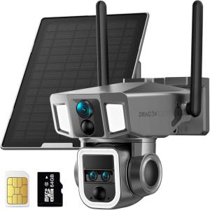 imageDragon Touch 4G LTE Cellular Security Camera 4K Wireless Outdoor Solar Camera 12000mAh 4G or WiFi DuoMode 10x Optical Zoom 360 Pan and Tilt AI Tracking with SIM Card IP66 WeatherResistant
