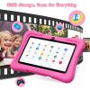 imageDragon Touch Kids Tablet 10 inch IPS HD Display Android Tablets with 32GB Storage 2GB RAM Quad Core Processor KIDOZ PreInstalled KidProof Case Shoulder Strap and Stylus WiFi Only  BluePink