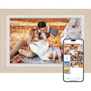 imageDragon Touch Large Digital Picture Frame 215 inch Screen WiFi Digital Photo Frame Display 32GB Storage AutoRotate Share Photos via App Email Cloud Classic 21Not TouchscreenWhite wood